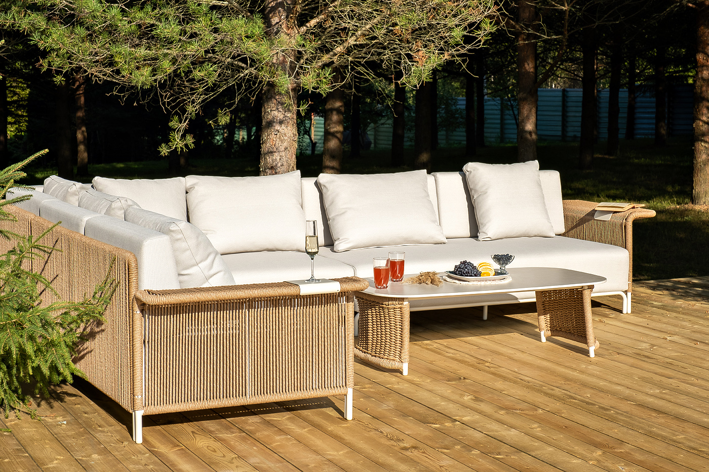 Мальдивы трансформирующаяся лаунж-зона из искусственного ротанга, цвет соломенный фото 5