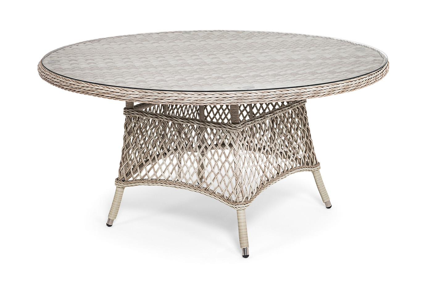 Эспрессо плетеный круглый стол, диаметр 150 см, цвет бежевый фото 1