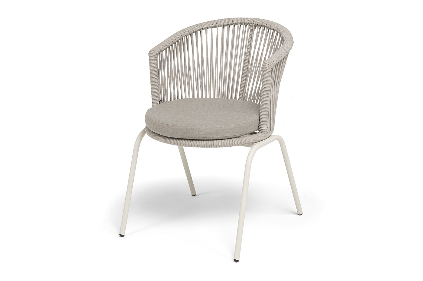 Люксембург стул плетеный из роупа, каркас из стали (RAL1013) муар, роуп бежевый круглый, ткань бежевая 15052 фото 1