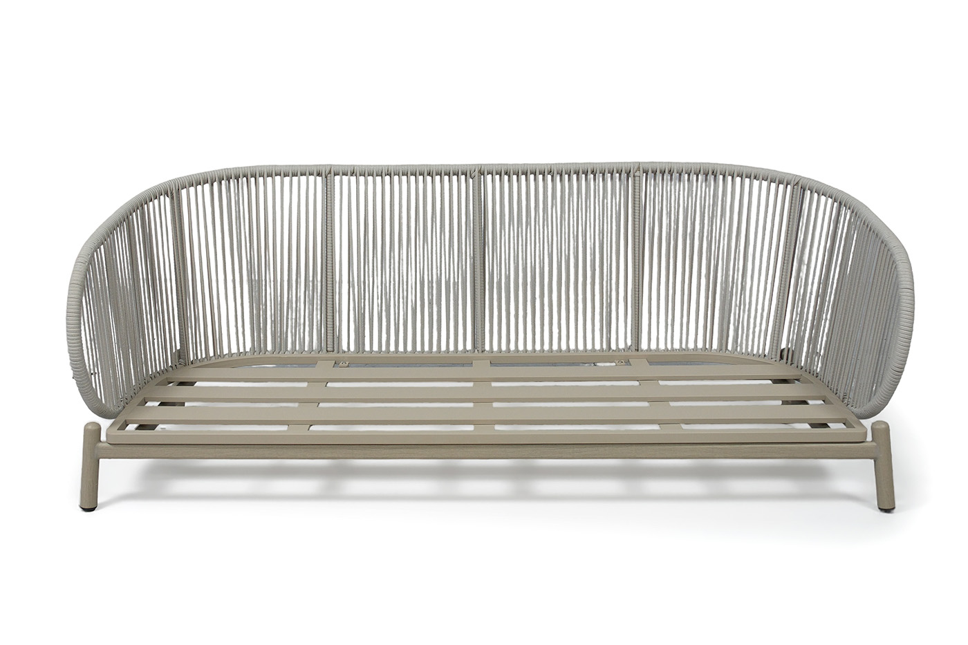 Прато диван трехместный из искусственного ротанга, цвет светло-серый, каркас под дерево (холодно-бежевый) фото 6