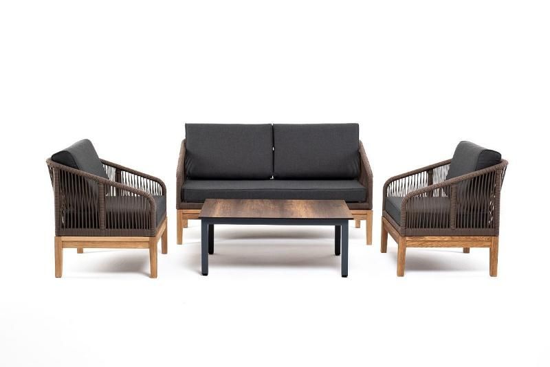 Лаунж-зона 4-местная Канны 4SIS из роупа (веревки), основание дуб, цвет коричневый фото 2