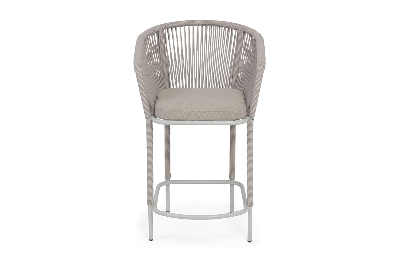 Марсель стул полубарный плетеный из роупа, каркас из стали светло-серый (RAL7035) муар, роуп бежевый круглый, ткань Mossle бежевая, пос.H65 фото 3