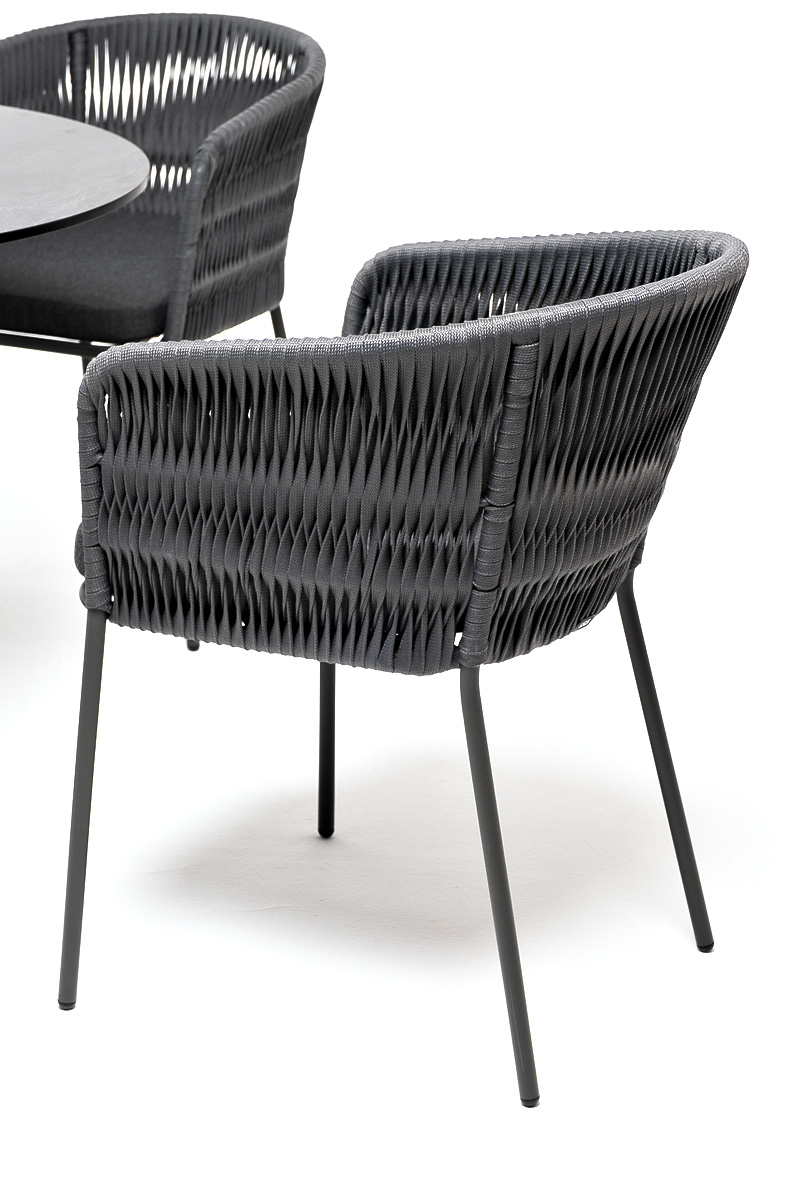 Диего обеденная группа на 4 персоны со стульями Бордо плетения колос, столешница серый гранит фото 7