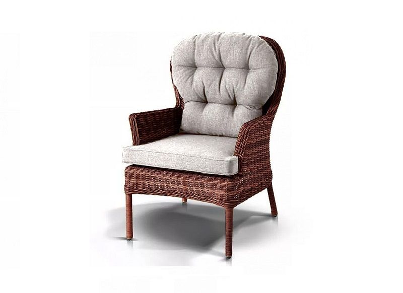 Плетеное кресло Алиса 4SIS из искусственного ротанга, цвет коричневый фото 1