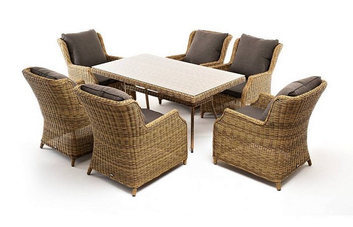Обеденная Неаполь 4SIS группа плетеная из искусственного ротанга, цвет соломенный фото 2