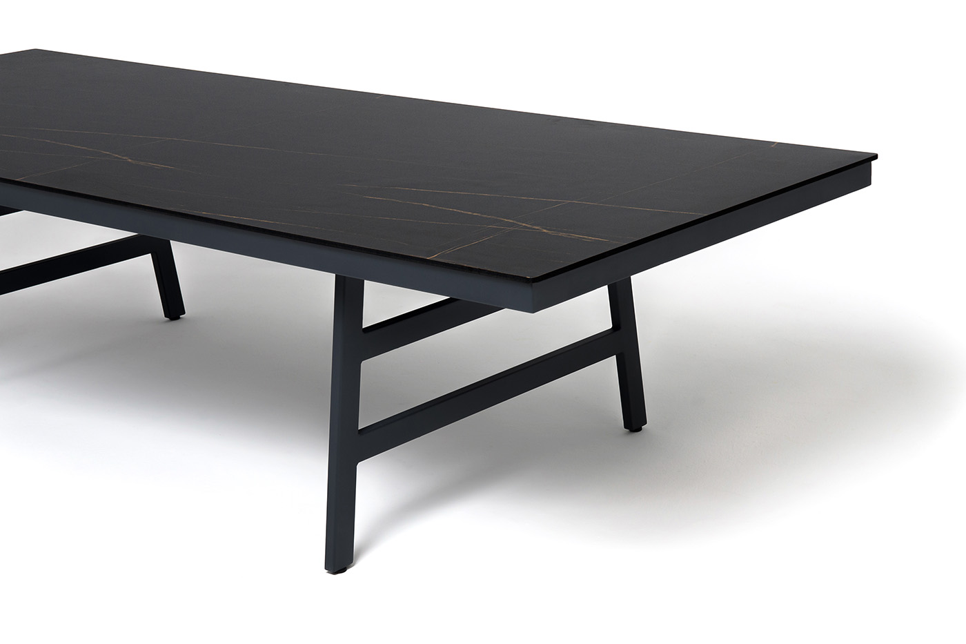 Рио стол из HPL 300х120см, цвет столешницы черный мрамор, угол R3мм фото 4