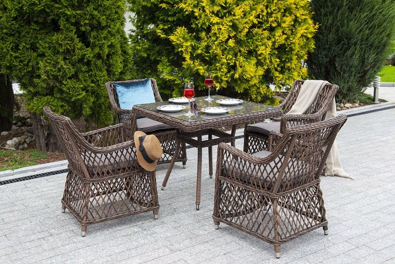 Плетеный стол Айриш 4SIS из искусственного ротанга, цвет коричневый фото 3