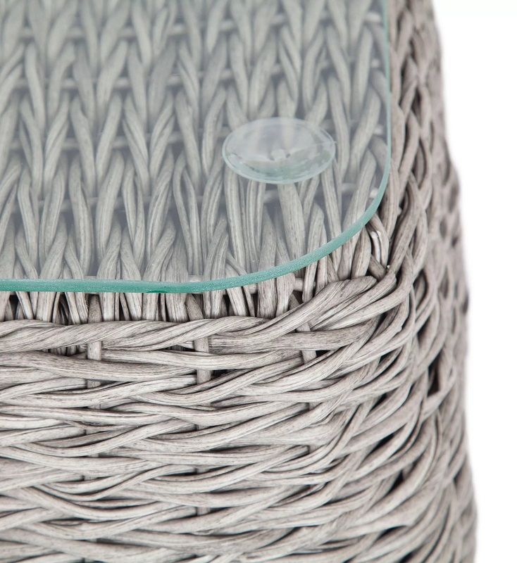 Столик кофейный Кальяри 4SIS из искусственного ротанга (гиацинт), цвет серый фото 3