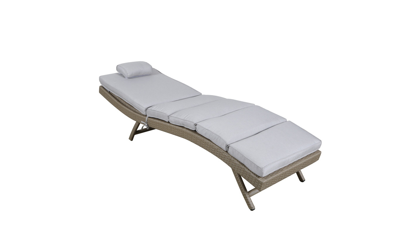 Лиссабон шезлонг из искусственного ротанга, цвет соломенный фото 3