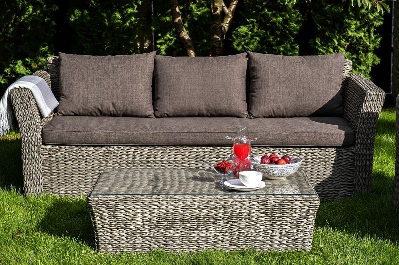 Диван трехместный Капучино 4SIS из искусственного ротанга (гиацинт), цвет графит фото 6