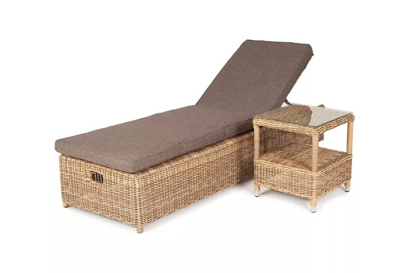 Комплект шезлонг со столиком Рим 4SIS из искусственного ротанга, цвет соломенный фото 3