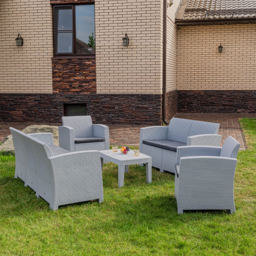 Обеденный комплект Grand Lana L Royal Family из пластика, цвет светло-серый фото 1