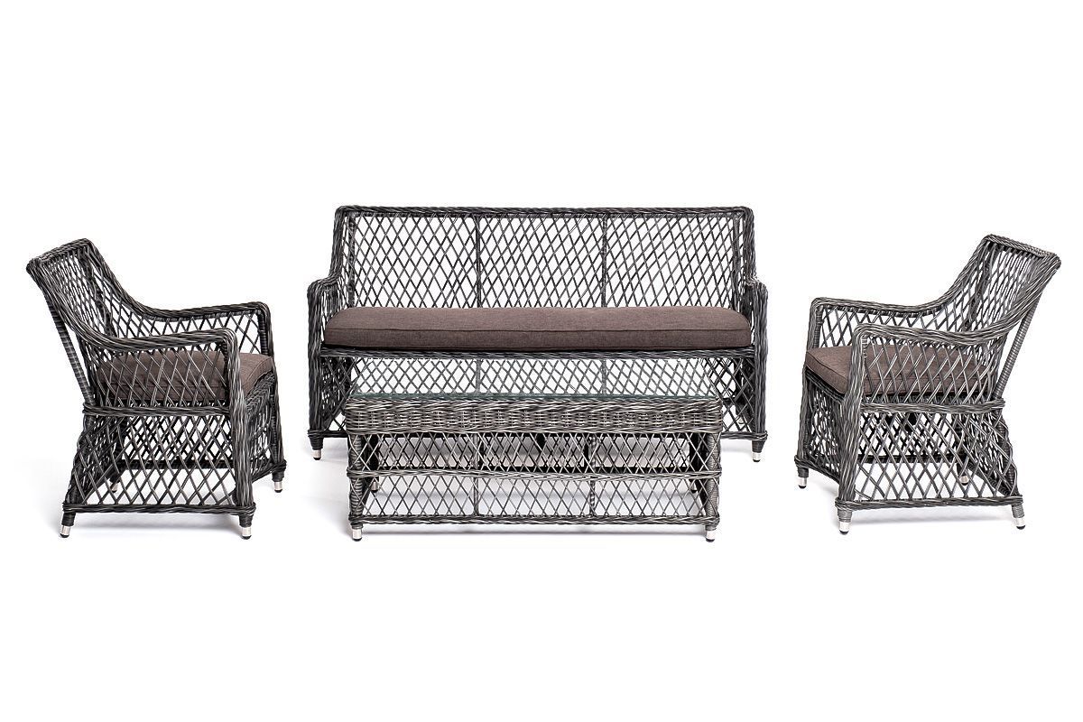 Лаунж-зона Асти 4SIS из искусственного ротанга, цвет графит 4 персоны фото 2