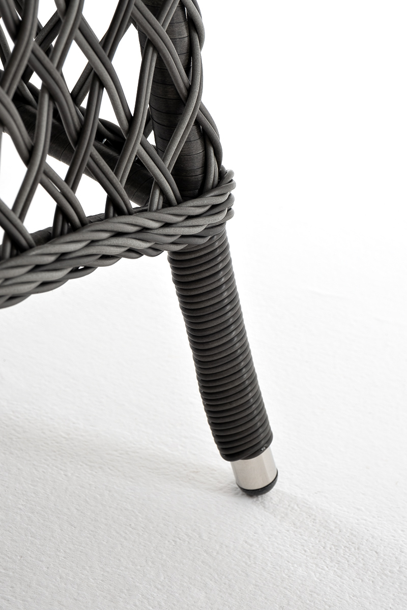 Эспрессо плетеный круглый стол, диаметр 118 см, цвет графит фото 3