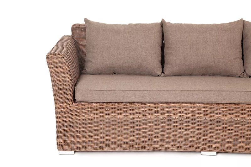 Диван трехместный Капучино 4SIS из искусственного ротанга, цвет коричневый фото 4