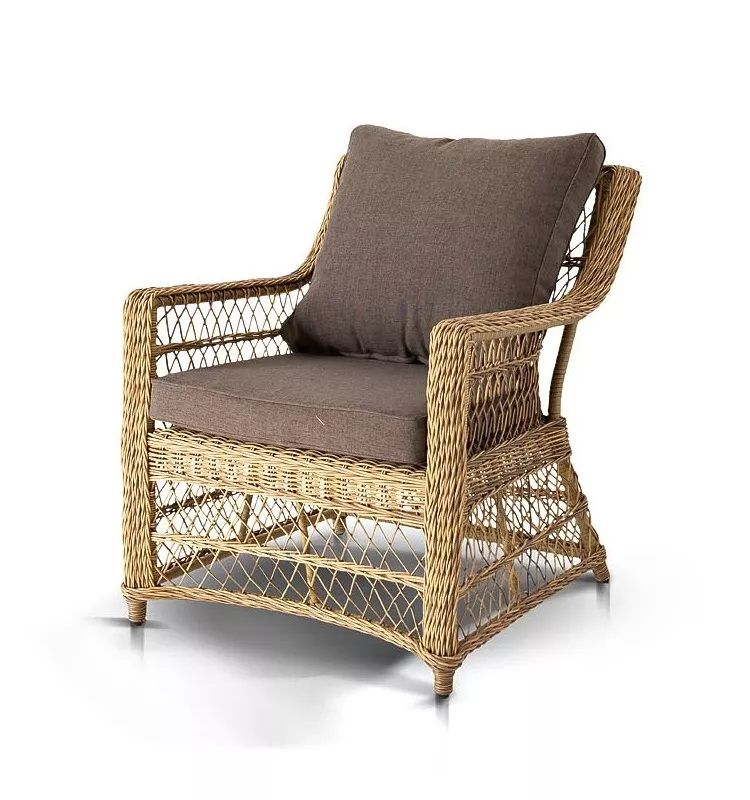 Кресло Гранд Латте 4SIS из искусственного ротанга, цвет соломенный фото 1