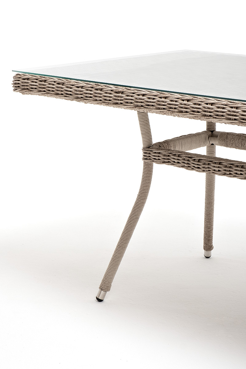Латте плетеный стол из искусственного ротанга 200х90см, цвет бежевый фото 7