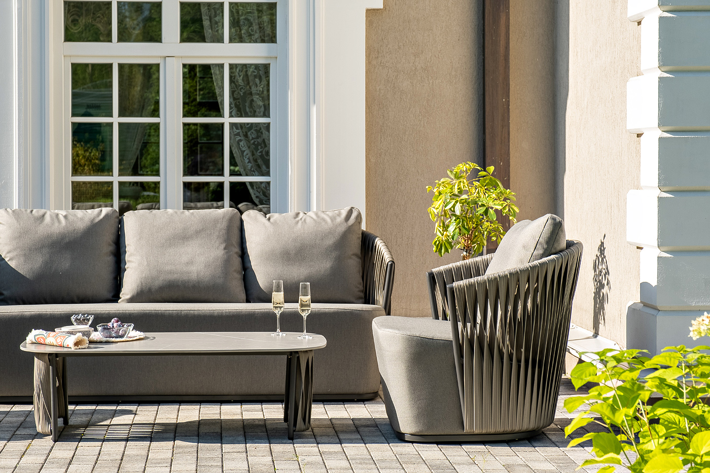 Флоренция лаунж-зона из искусственного ротанга, цвет графит фото 4