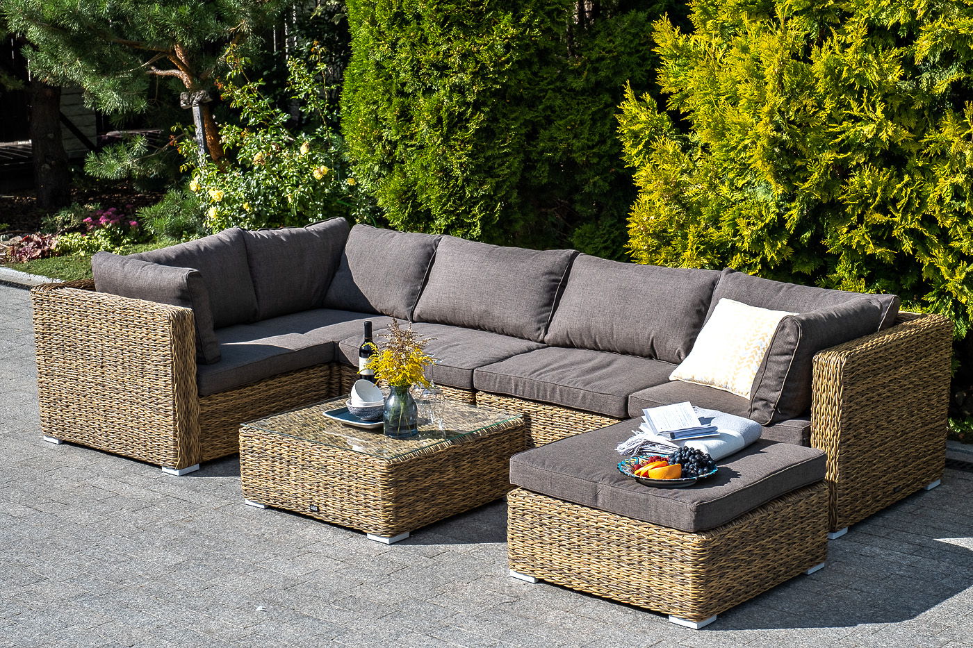 Лунго модуль диванный угловой с подушками, цвет соломенный (гиацинт) фото 7