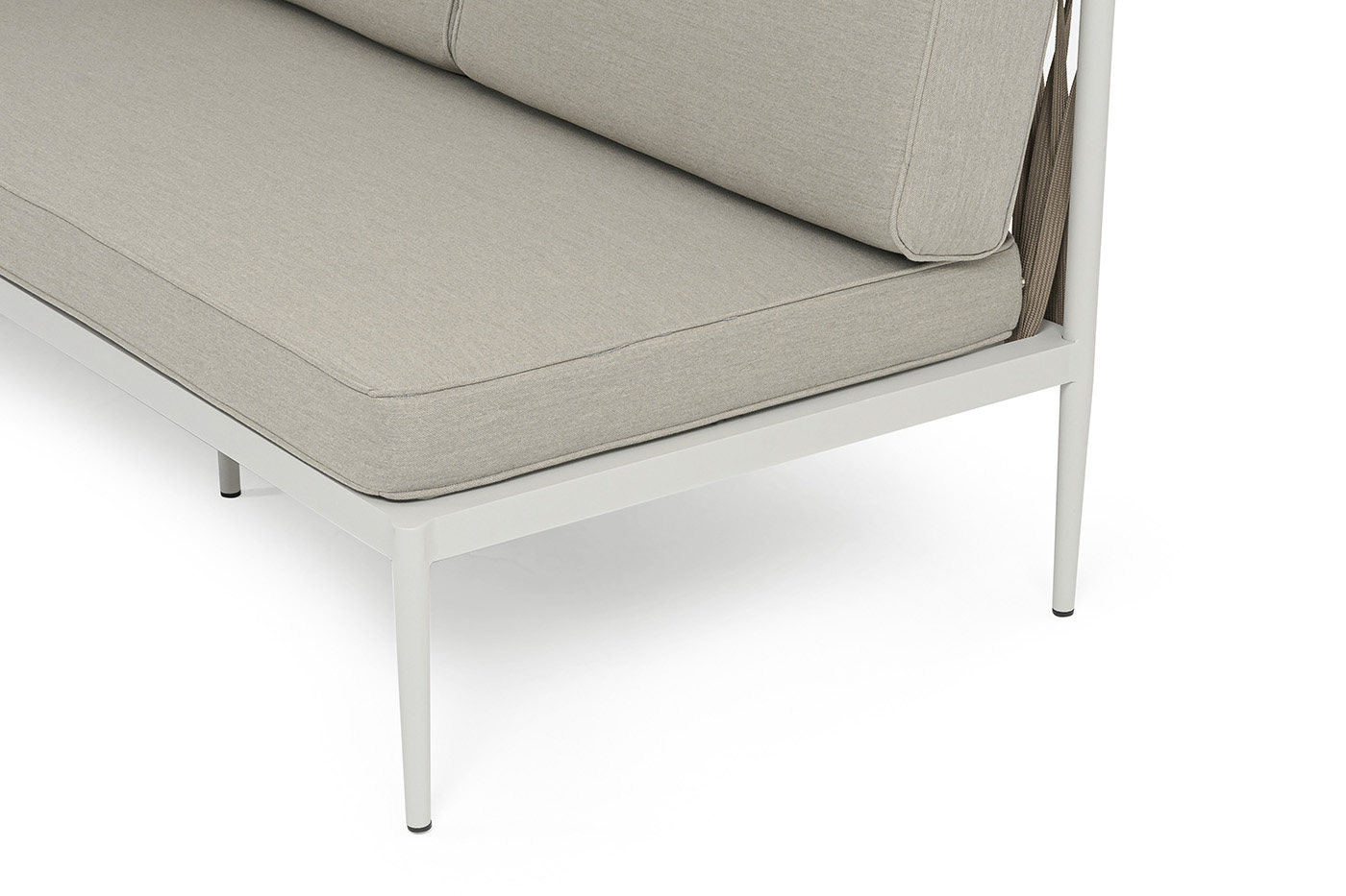 Касабланка правый модуль плетеный из роупа, каркас алюминий светло-серый (RAL7035) муар, роуп серо-коричневый 23мм, ткань бежевая 15052 фото 6