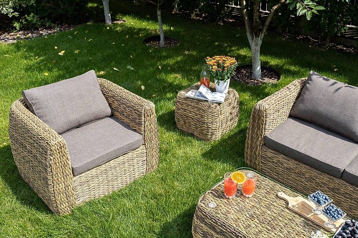 Лаунж-Зона Кальяри 4SIS из искусственного ротанга (гиацинт), цвет соломенный фото 2