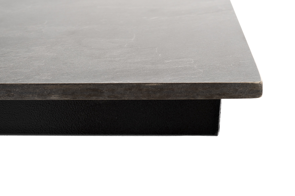 Каффе обеденный стол из HPL 140х70см, цвет серый гранит, подстолье двойное черное фото 4