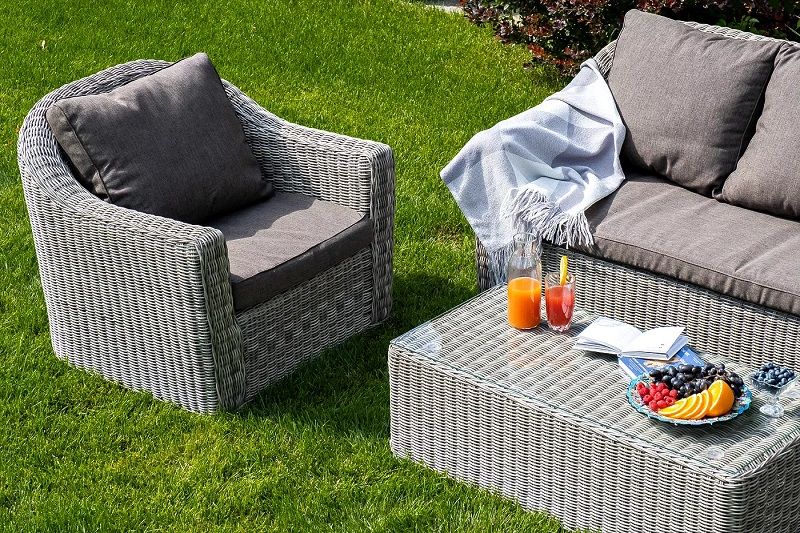 Столик журнальный Фабриция 4SIS из искусственного ротанга, цвет серый фото 7