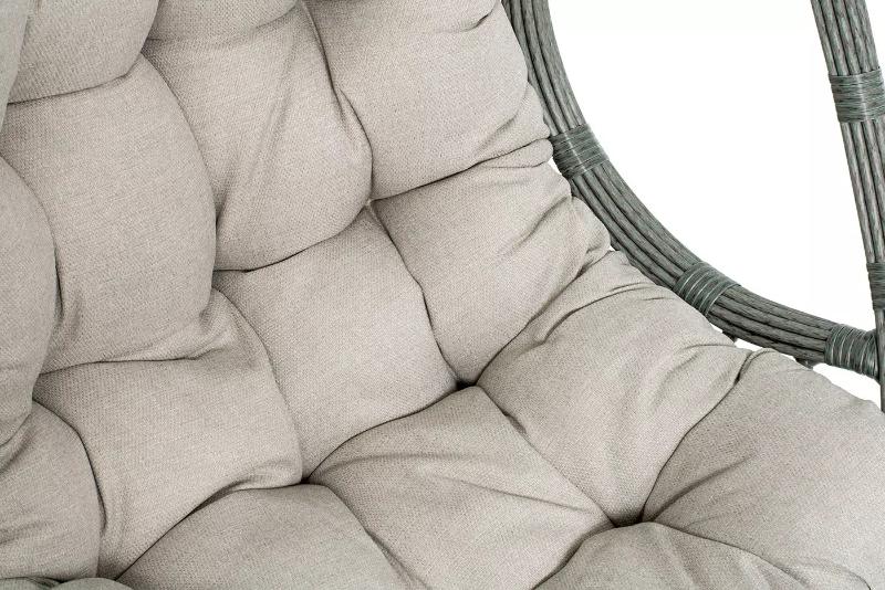 Подвесное кресло Венеция 4SIS из искусственного ротанга, цвет серый с бежевой подушкой фото 4