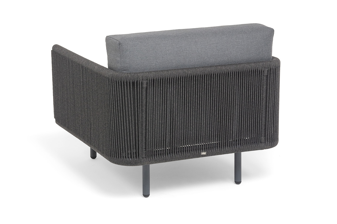 Джелло кресло плетеное из роупа, каркас алюминий темно-серый (RAL7024) муар, роуп темно-серый круглый, ткань темно-серая 027 фото 5