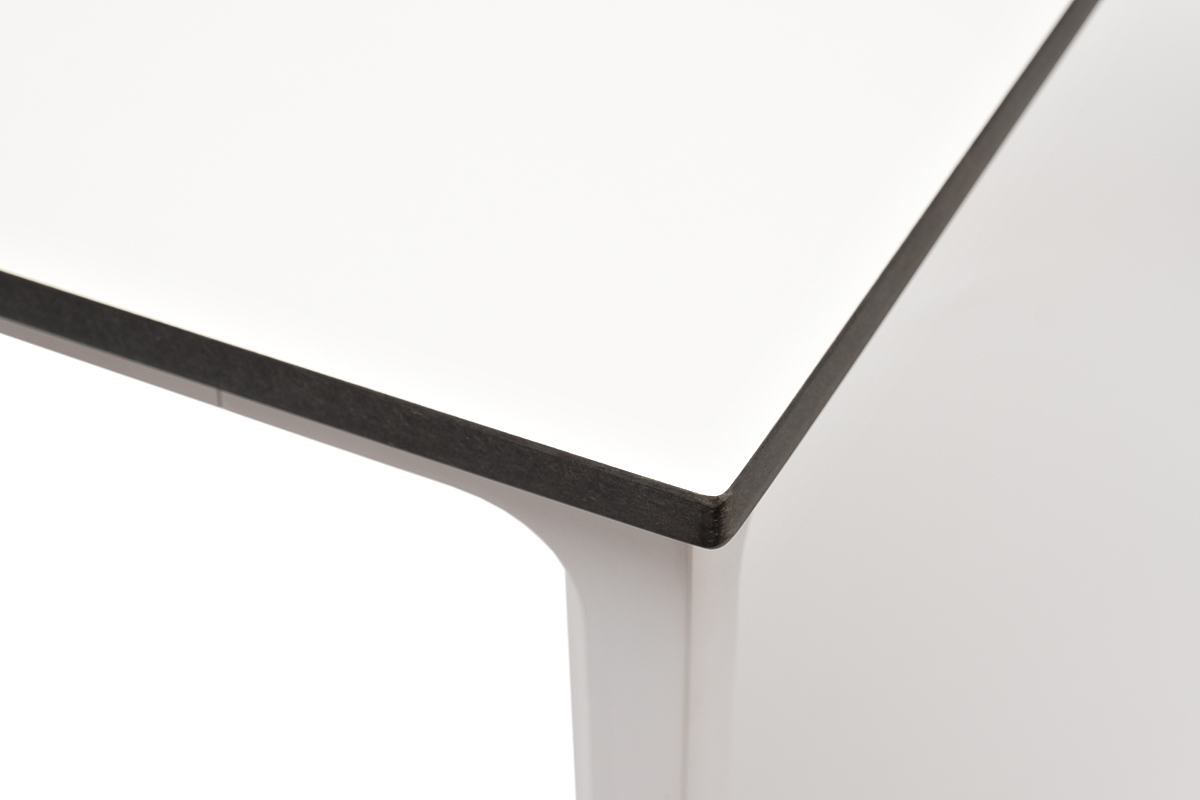 Малага обеденный стол из HPL 90х90см, цвет молочный, каркас белый фото 3