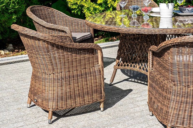 Обеденная группа Эспрессо-150 R 4SIS из искусственного ротанга, цвет коричневый фото 6