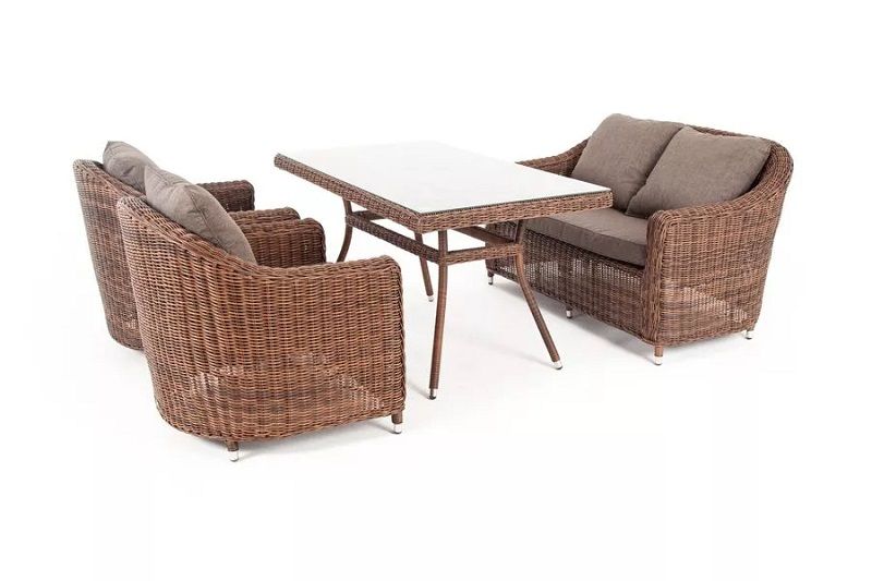 Обеденная группа Кон Панна 4SIS из искусственного ротанга, цвет коричневый фото 4