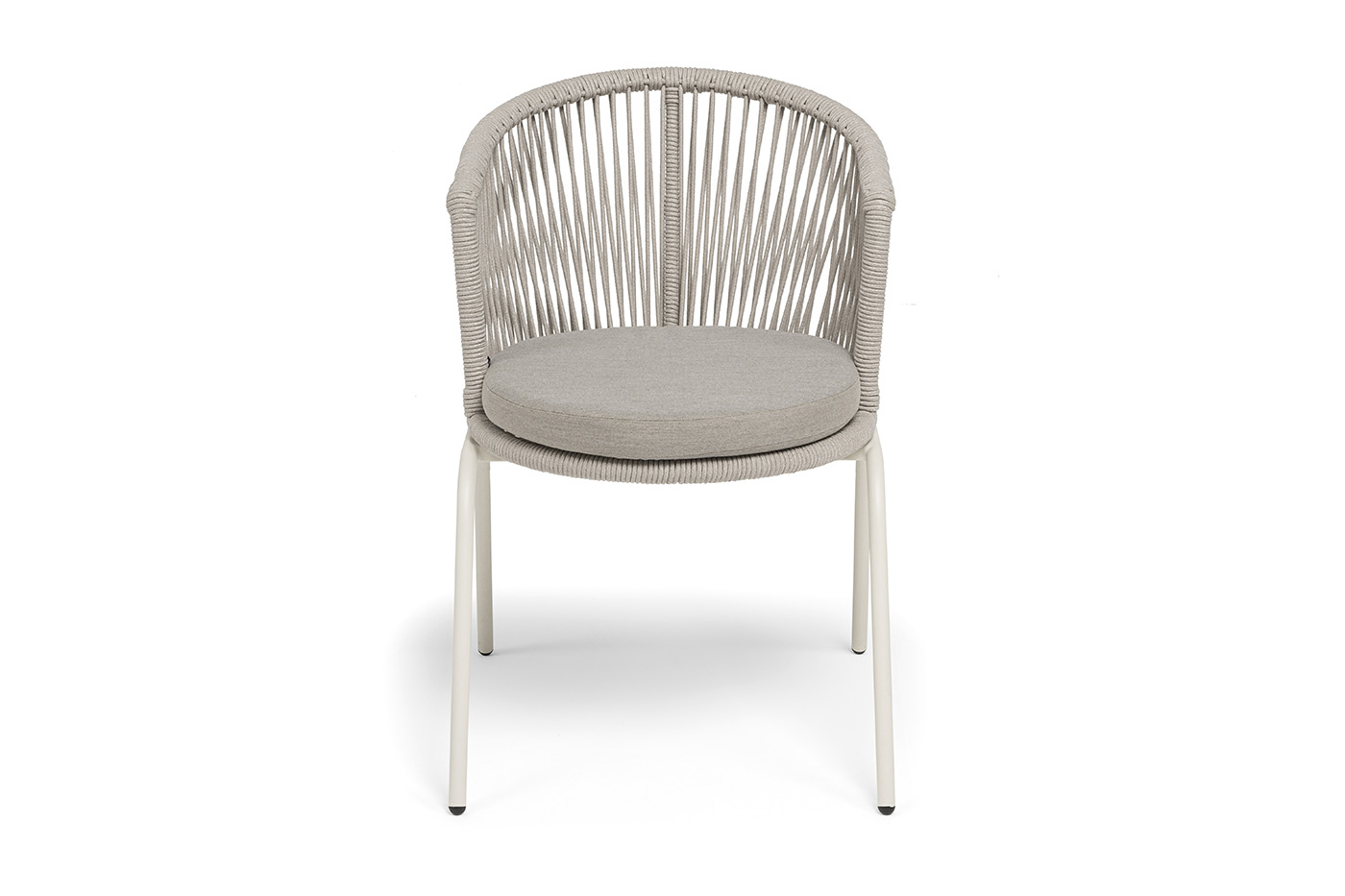 Люксембург стул плетеный из роупа, каркас из стали (RAL1013) муар, роуп бежевый круглый, ткань бежевая 15052 фото 3