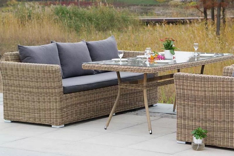 Обеденная группа Моккачино 4SIS из искусственного ротанга, цвет соломенный фото 5