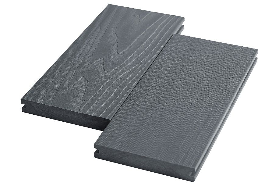 Террасная доска Экодэк Брайт Массив 3D, цвет Серый Дым фото 1