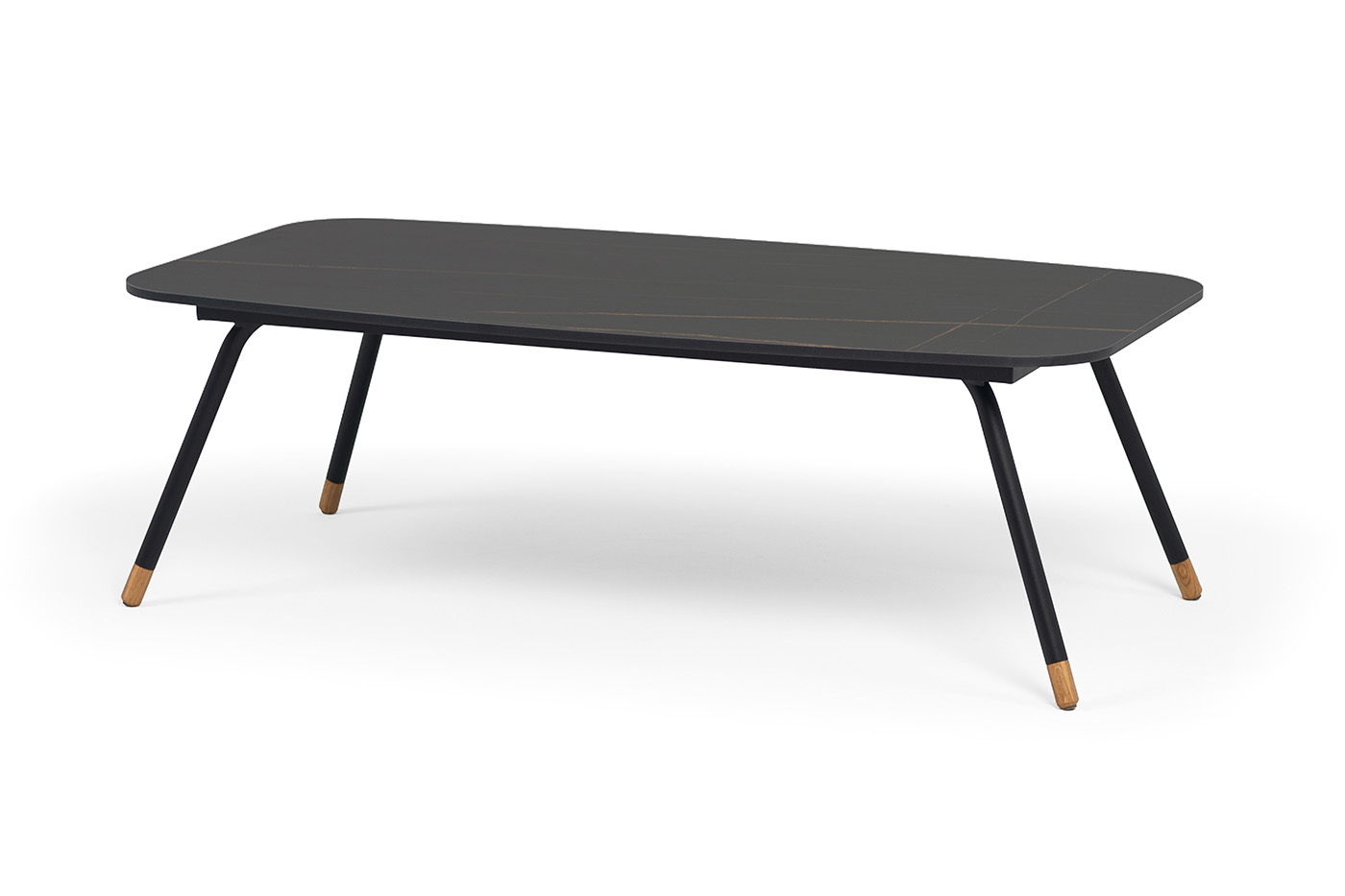 Верона журнальный стол из HPL 120х65, H40, каркас черный муар, цвет столешницы черный мрамор фото 2