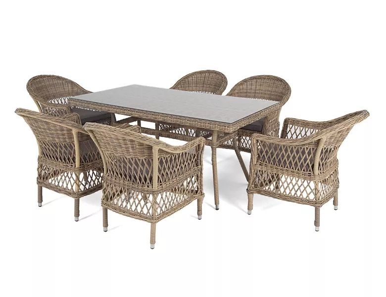 Обеденная группа Амароне 4SIS из искусственного ротанга, цвет соломенный фото 3