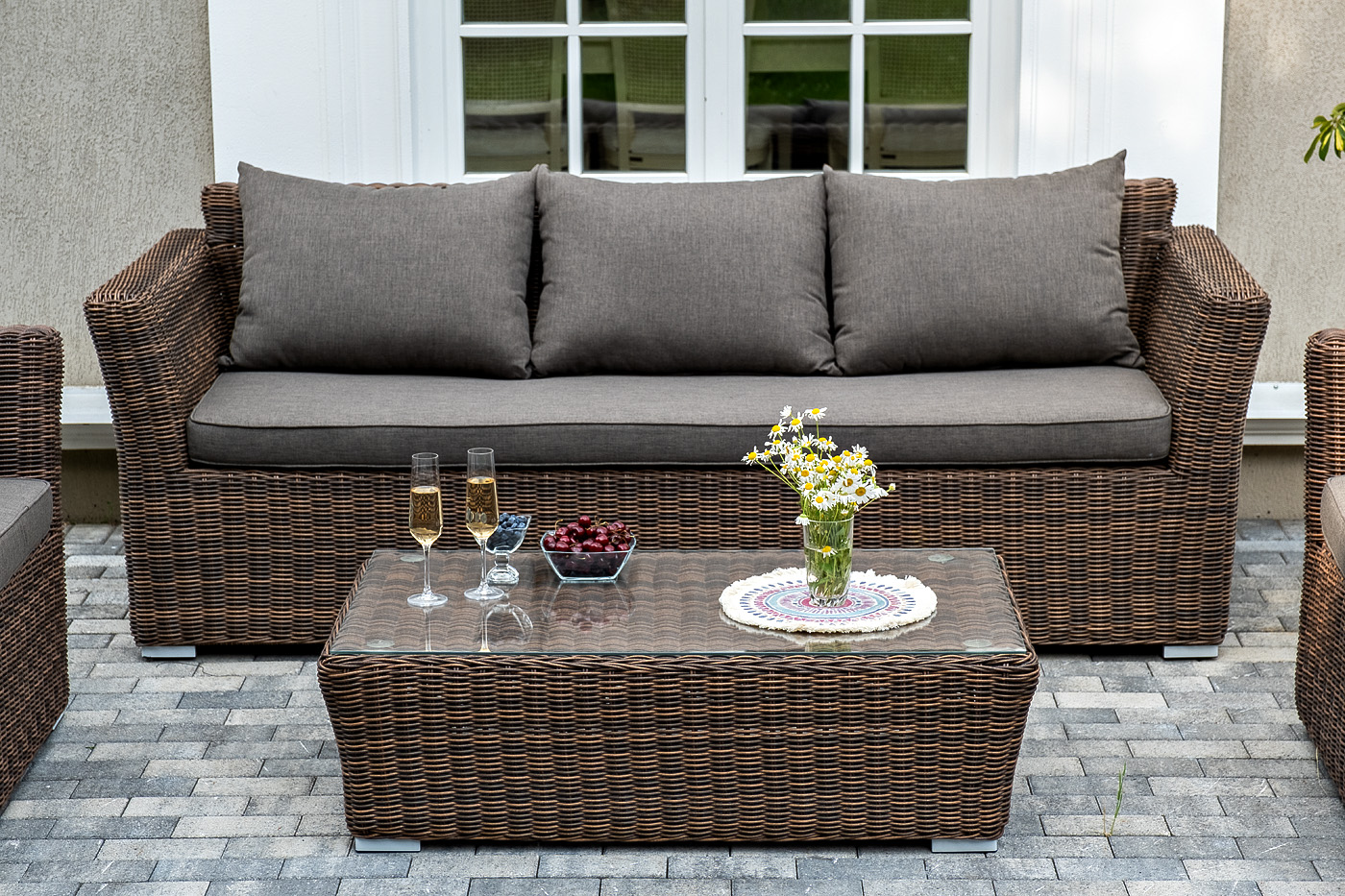 Капучино лаунж-зона из искусственного ротанга, цвет коричневый фото 6