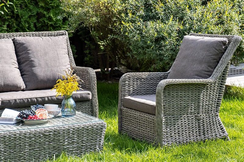 Плетеное кресло Гляссе 4SIS из искусственного ротанга (гиацинт), цвет графит фото 7