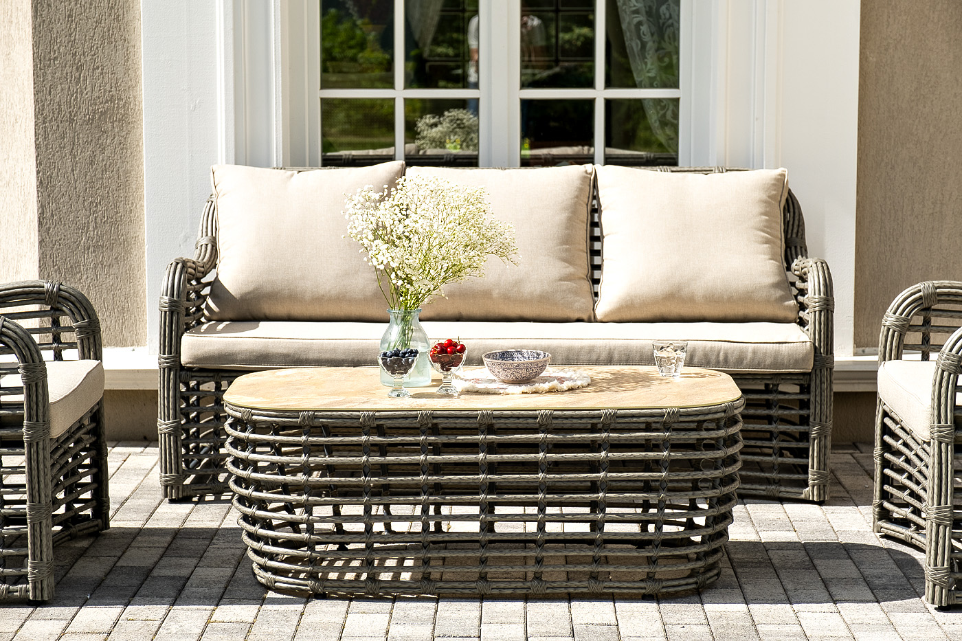 Ницца лаунж-зона из искусственного ротанга, цвет бронзовый фото 5