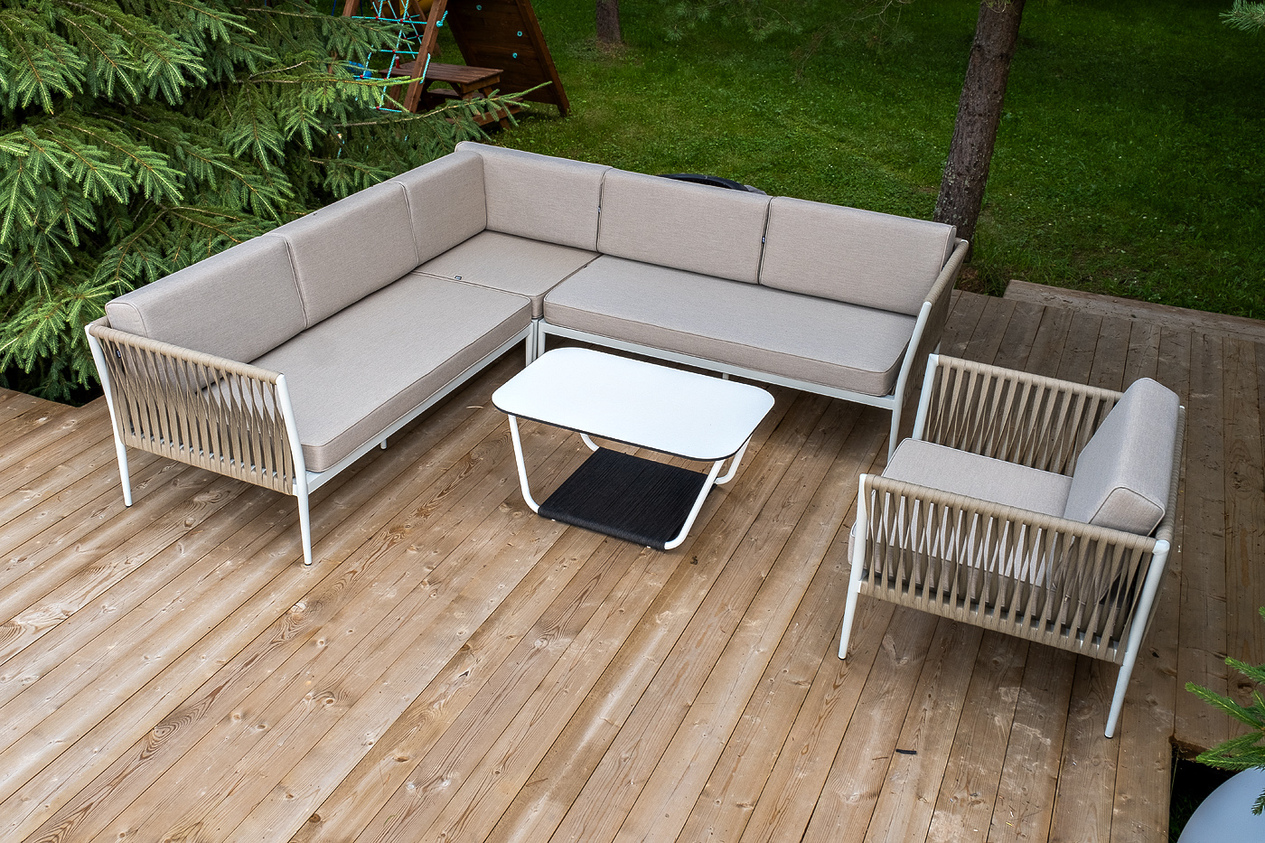 Касабланка модульная лаунж-зона из роупа (веревки), каркас из алюминия фото 2