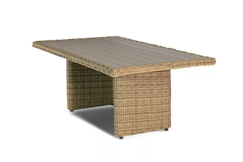 Плетеный обеденный стол Бергамо 4SIS из искусственного ротанга, цвет соломенный фото 1
