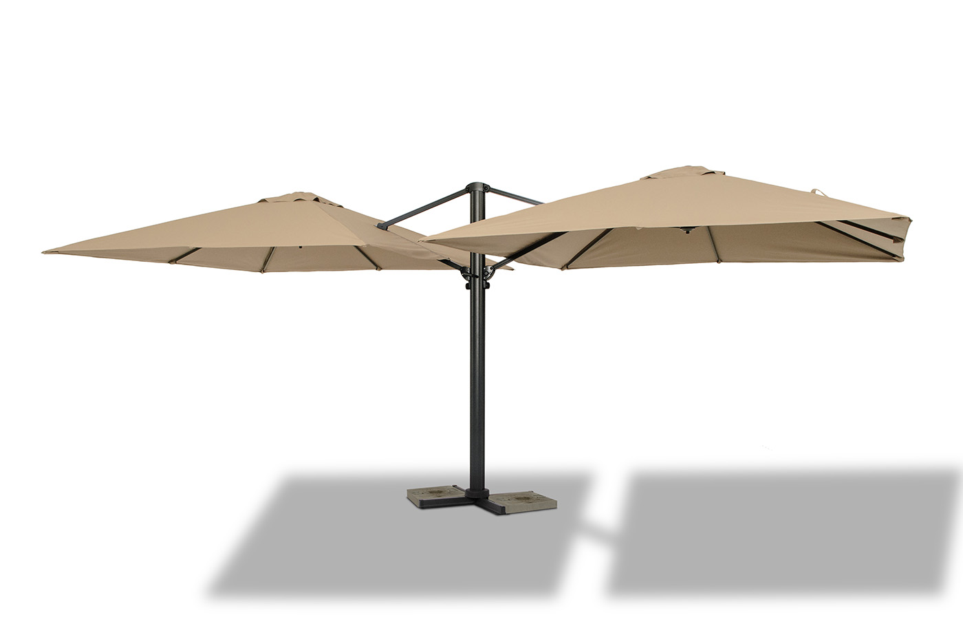 Фабриано зонт двухкупольный 3x3м на алюминиевой опоре, тент темно-серый фото 1