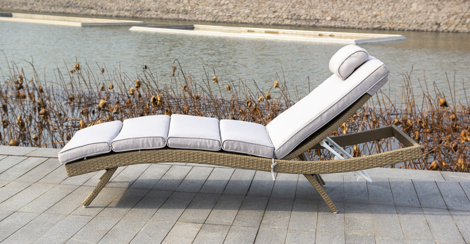Лиссабон шезлонг из искусственного ротанга, цвет соломенный фото 7