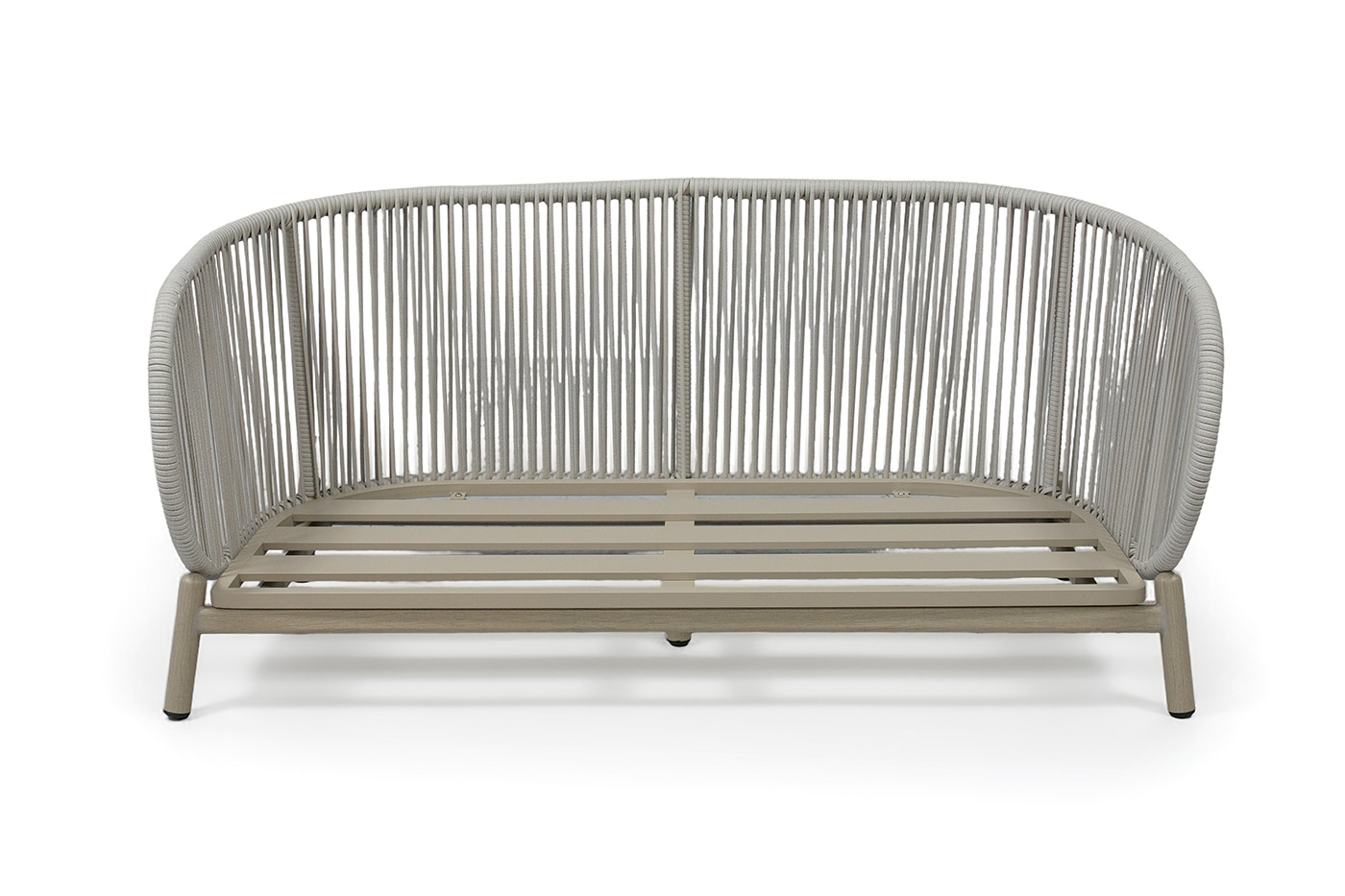 Прато диван двухместный из искусственного ротанга, цвет светло-серый, каркас под дерево (холодно-бежевый) фото 5