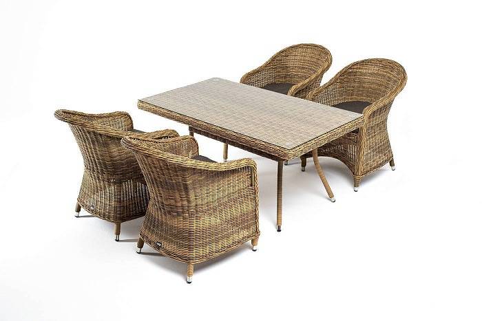 Обеденная Латте–140 R 4SIS группа плетеная, цвет соломенный фото 2