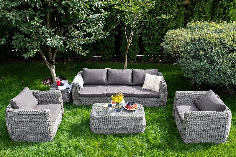 Журнальный столик Кальяри 4SIS из искусственного ротанга (гиацинт), цвет серый фото 5