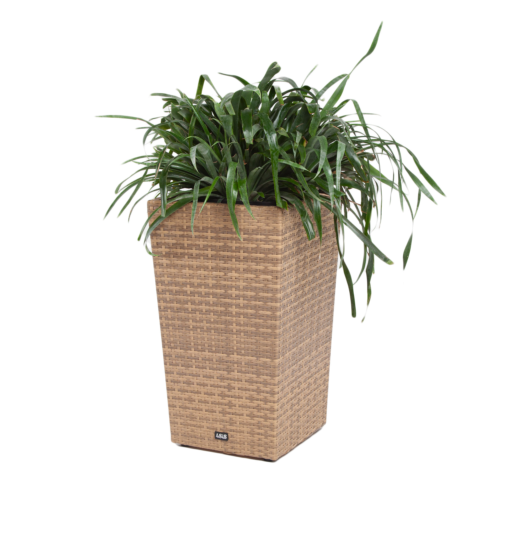 Капучино кашпо для цветов плетеное из искусственного ротанга, цвет соломенный фото 6