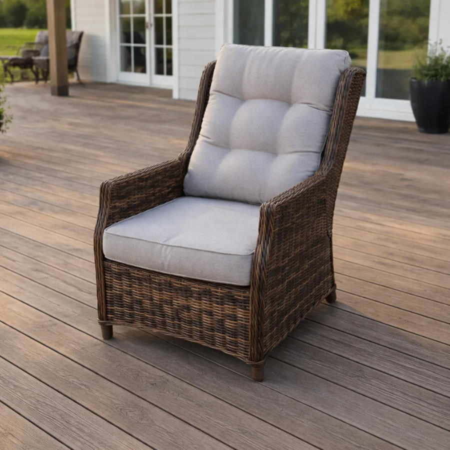 Кресло-реклайнер Luiza Royal Family из искусственного ротанга, цвет коричневый фото 3