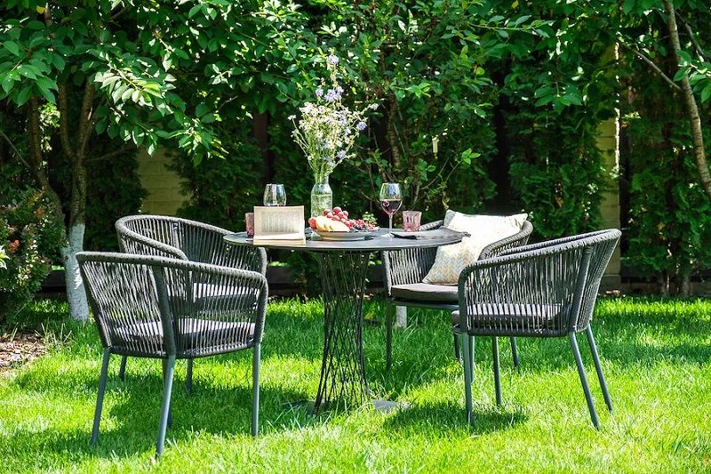 Обеденная группа Диего 4SIS из роупа (веревки), цвет серый гранит фото 5